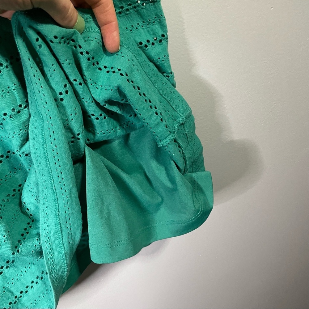 LOFT Aqua Blue Green Doily Style Cutout Sleeveless Dress Business Casual Medium - Picture 7 of 9